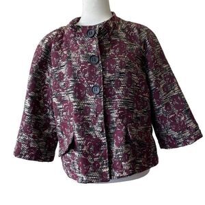 Analogy Women’s 3 / 4 Sleeve 3 Button Closure Jacket Burgundy SZ PL